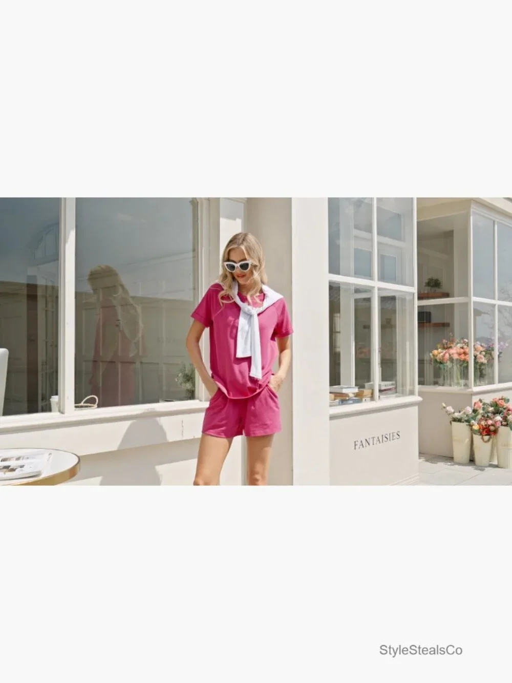 Two Piece Short Sleeve Crew Neck Lounge Matching Set Shorts for Women